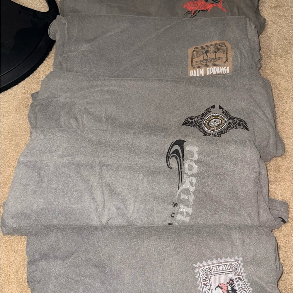 (6) Hawaiian Crazy Shirts: Gray Graphic Casual Tee - Mixed Tropical Logos 2XL